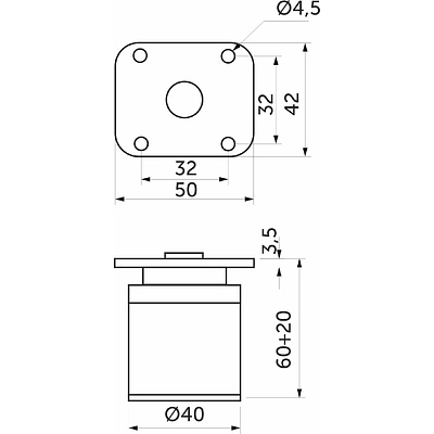 Опора меб. алюм. DAP-77 h60 с регул. алюминий AKS - фото 2