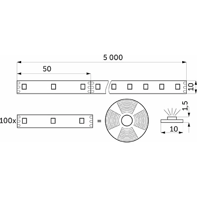Лента светодиодная RGB SPI ("Бегущий огонь") - 10W/m, 12V, 10мм, 5050, 60 д/м, IP20, цветная - 5м, AKS - фото 2
