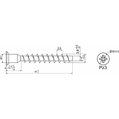 Шуруп-конфирмат 7,0*50 PZ (уп/2,5тыс.шт) AKS - фото 2