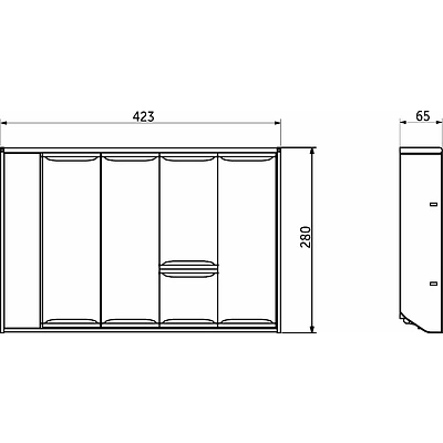 Вкладыш 30/450 шуфлядный металлический Organizer нержавеющая сталь (423*280*65) AKS - фото 2