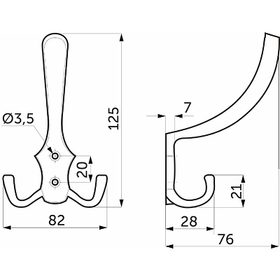 Крючок меб. трехрожковый мет. WP59 хром AKS PLUS - фото 2