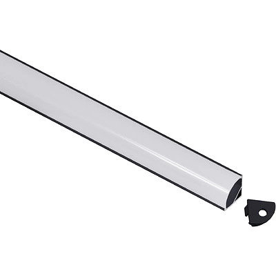 Профиль алюминиевый угловой ORION-1616C с экраном, круглый экран, цвет черный, 2м, AKS - фото 1