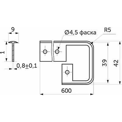 Планка соединительная к столешнице 38 Egger алюминий AKS - фото 2