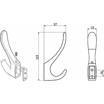 Крючок меб. двухрожковый мет. ROMA брашированное золото AKS - фото 2