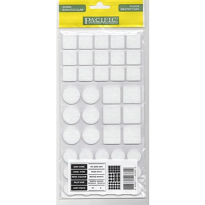 Подкладка самоприлипающая фетровая микс (d20, 20 х 20 - 15 штук d25, 25 х 25 - 6 штук) белая Pacific PC 6001 WH - фото 3