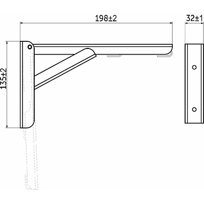 Полкодержатель складной 200*135*30 хром AKS (Модель 2) - фото 2