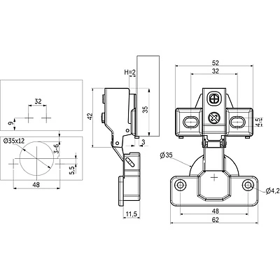 Петля накладная с доводчиком 48мм h2 несъемная планка AKS короткое плечо - фото 5