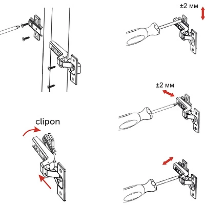 Петля внутренняя без пружины 45мм h0 clip-on AKS - фото 5