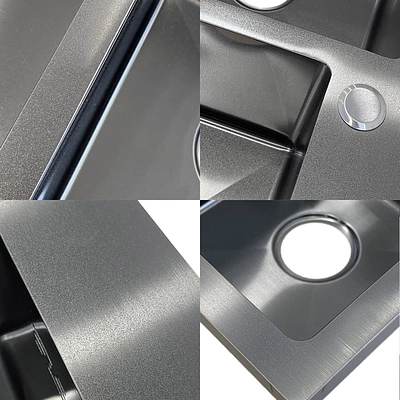 Мойка н/сталь, прямоугольная одночашевая, 780*480мм, графит, мойка слева, врезн на/вровень столешнице, AKS (3,2мм) - фото 3