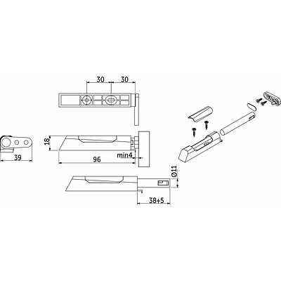 Механизм push-to-open наконечник с фиксацией накладной белый AKS PLUS - фото 4