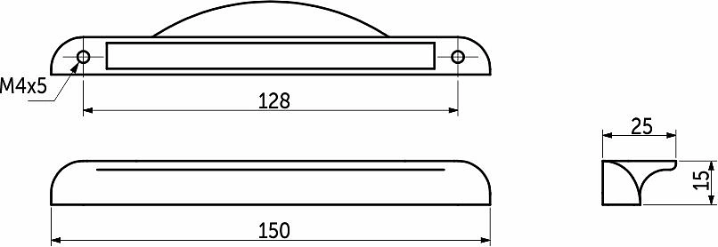 Ручка меб. скоба мет. METAX 128, черный матовый, AKS - фото 2
