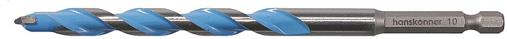 Сверло универсальное шестигранный хвостовик 10,0 мм, твердосплавная напайка Hanskonner - фото 3