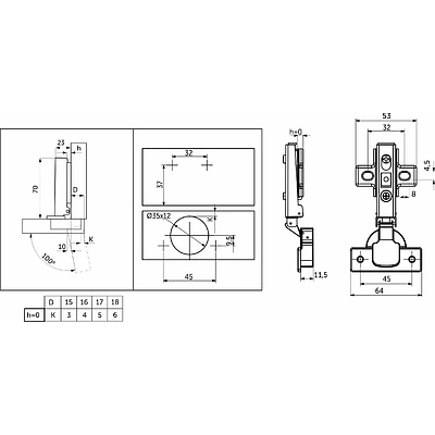 Петля накладная с доводчиком 45мм h0 clip-on AKS - фото 2