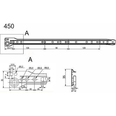 Направляющая роликовая L-450 0,8мм AKS белая - фото 2