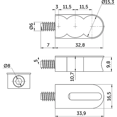 Стяжка Genifix с евровинтом 6,0*8, белая (уп/ 10 шт) AKS - фото 2