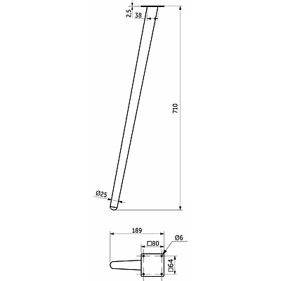 Опора меб. конусная h710 наклонная, структура дерево AKS - фото 2