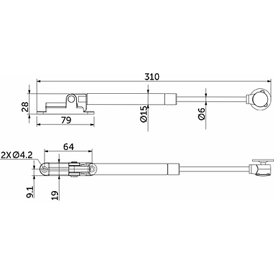 Подъемник газовый верхний 40N с доводчиком графит AKS - фото 2