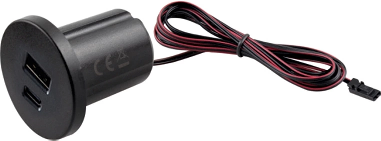 Устройство для зарядки аккумуляторов чёрный GNI-USB 1xUSB/1xTYPE-C/12VDC, 5VDC 2.1A - фото 1