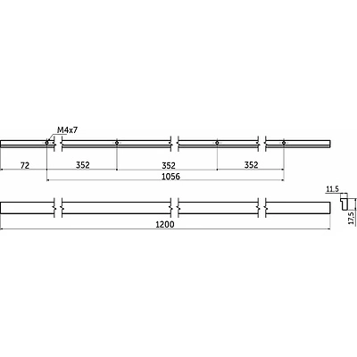 Ручка меб. скоба алюм. PIANO 1056/1200 черный матовый, AKS тип 2 - фото 2