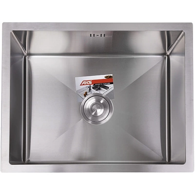 Мойка н/сталь, прямоугольная одночашевая, 570*460мм, глянец сатин, универсальная, AKS (3,2 мм) - фото 4