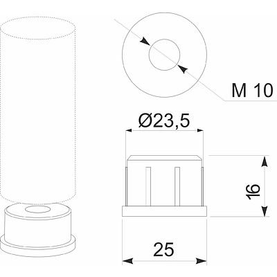Заглушка трубы d25, (511Е) с резьбой (1,0мм) хром AKS - фото 2
