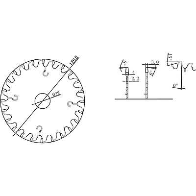 Диск пильный подрезной 120х3,0х4,0х22мм T24 AKS - фото 2