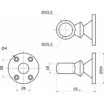 Держатель дистанционный проходной трубы d25 (992), хром AKS - фото 2