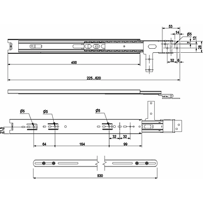 Направляющая шариковая L-400 h=45 AKS крепление к зеркалу - фото 2