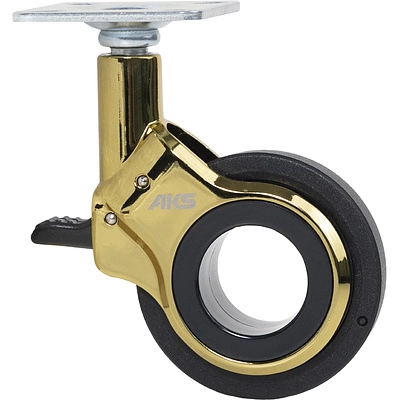 Колесо меб. GALAXY d60 h94 с площадкой с торм., золото/черный AKS - фото 3