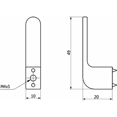 Крючок меб. однорожковый мет. START черный матовый AKS - фото 2