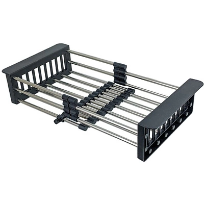 Коландер для мойки раздвижной, нержавеющая сталь, 290-475*227мм, черный, AKS - фото 1