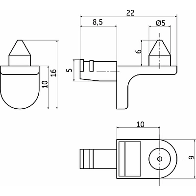 Полкодержатель для корпусных полок мет. SEKURA 6 никель (1 уп. = 50 шт.) AKS - фото 2