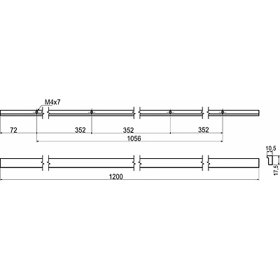 Ручка меб. скоба алюм. PIANO 1056/1200 черный матовый, AKS тип 2 - фото 2