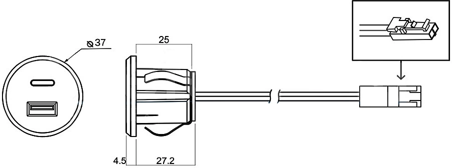 Устройство для зарядки аккумуляторов алюминий GNI-USB USB A + C, 12VDC, 5VDC 3A, GLS - фото 2