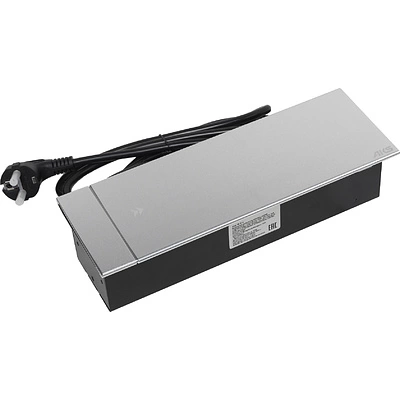 Выдвижной удлинитель Hollander, 2 розетки, 2xUSB, HDMI, LAN, шлиф. сталь, AKS - фото 1