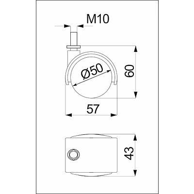 Колесо меб. пласт. d50 с винтом М10, черный AKS - фото 2