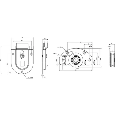 Комплект FAST для 1 раздвижной двери AKS 50 кг (ролики верх и низ, саморезы) - фото 2