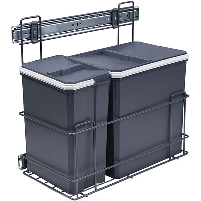 Мусорные контейнеры выдвижные 300 (1*15LT, 1*7LT), графит WIEXPOL - фото 1