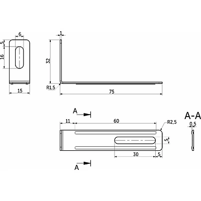 Уголок металлический (предохраняет от опрокидывания мебели) 75х30х15 (1,1) (уп/ 2 тыс.шт), AKS - фото 2