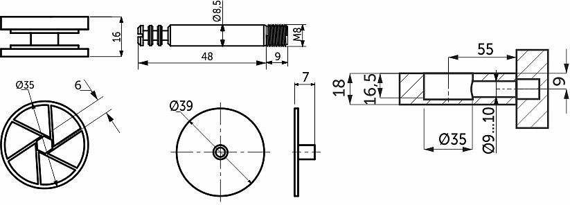 Эксцентриковая стяжка усиленная 35мм +шток 55мм (белая заглушка в комплекте) (уп/100компл) AKS - фото 2