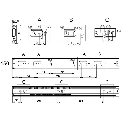 Направляющая шариковая L-450 h=45 AKS A - фото 2