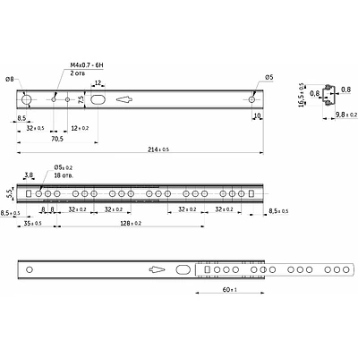 Направляющая шариковая L-214 h=17 AKS A - фото 2