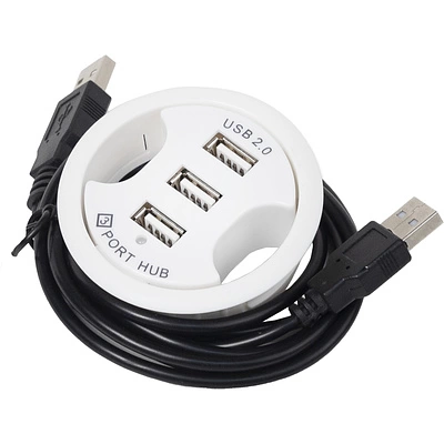 Разветвитель USB, 3 выхода, белый, AKS - фото 1