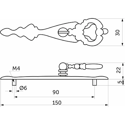 Ручка меб. кнопка мет. FLORENTINO-ключ белое серебро, AKS - фото 2