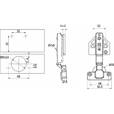 Петля накладная с доводчиком 48мм h3 clip-on AKS PLUS 3D (саморезы, заглушки) - фото 2