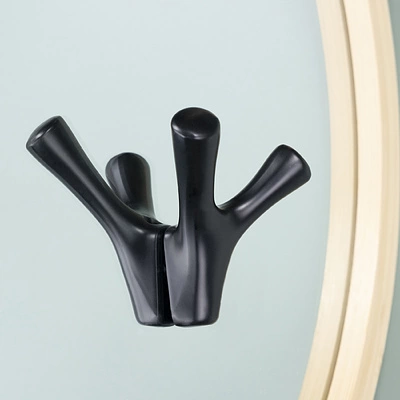 Крючок меб. двухрожковый мет. OMEGA черный матовый AKS - фото 7