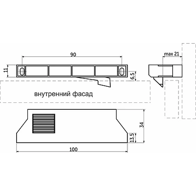 Ручка с поводком внутреннего ящика Slimbox AKS 13,5-21мм белая - фото 2