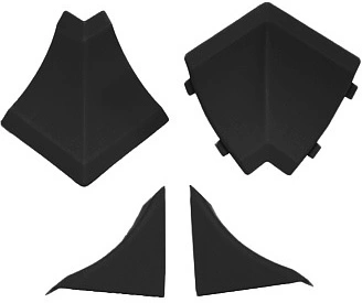 Комплект ПВХ аксессуаров к плинтусу M черный AKS - фото 1