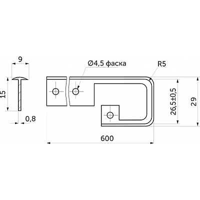 Планка соединительная к столешнице 26 СОЮЗ алюминий AKS - фото 2