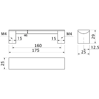 Ручка меб. скоба алюм. WPY 337B 160 матовый черный AKS - фото 2